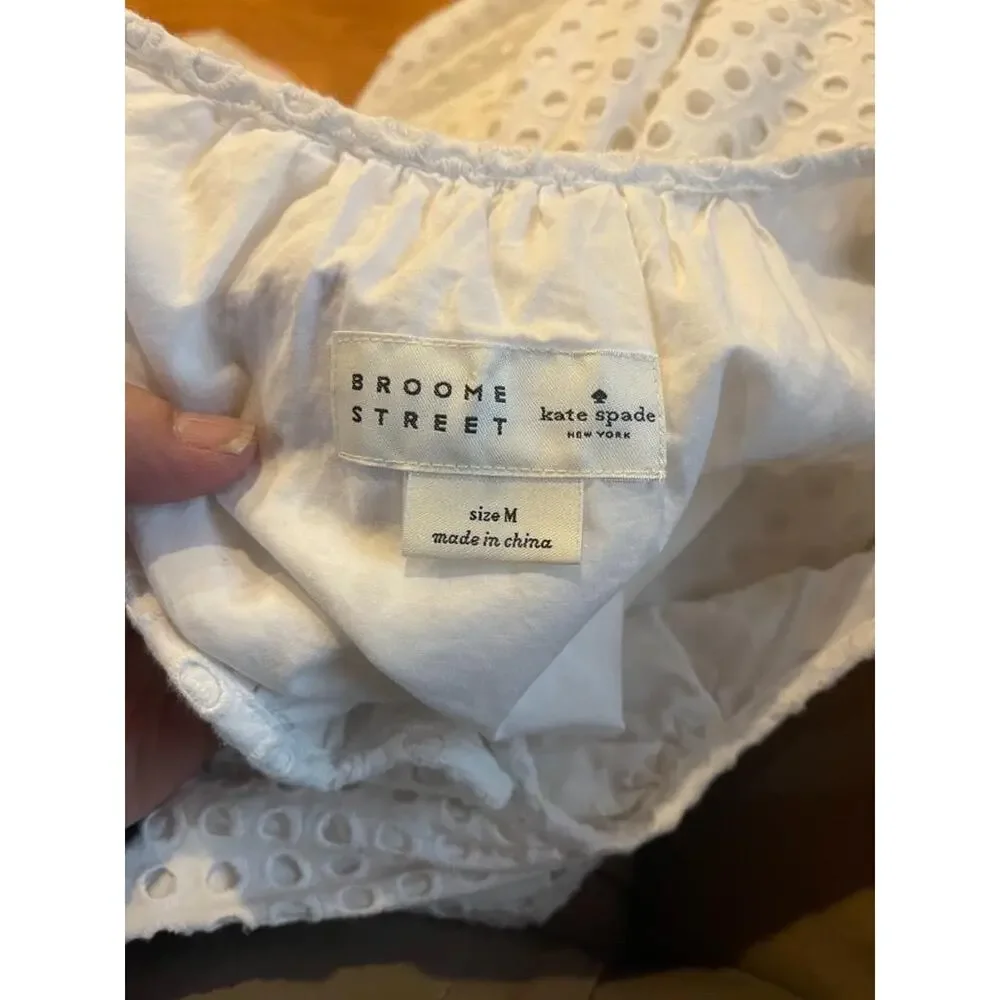 Kate Spade White Broome Street Dot Eyelet Short Casual Dress Medium (DR100
